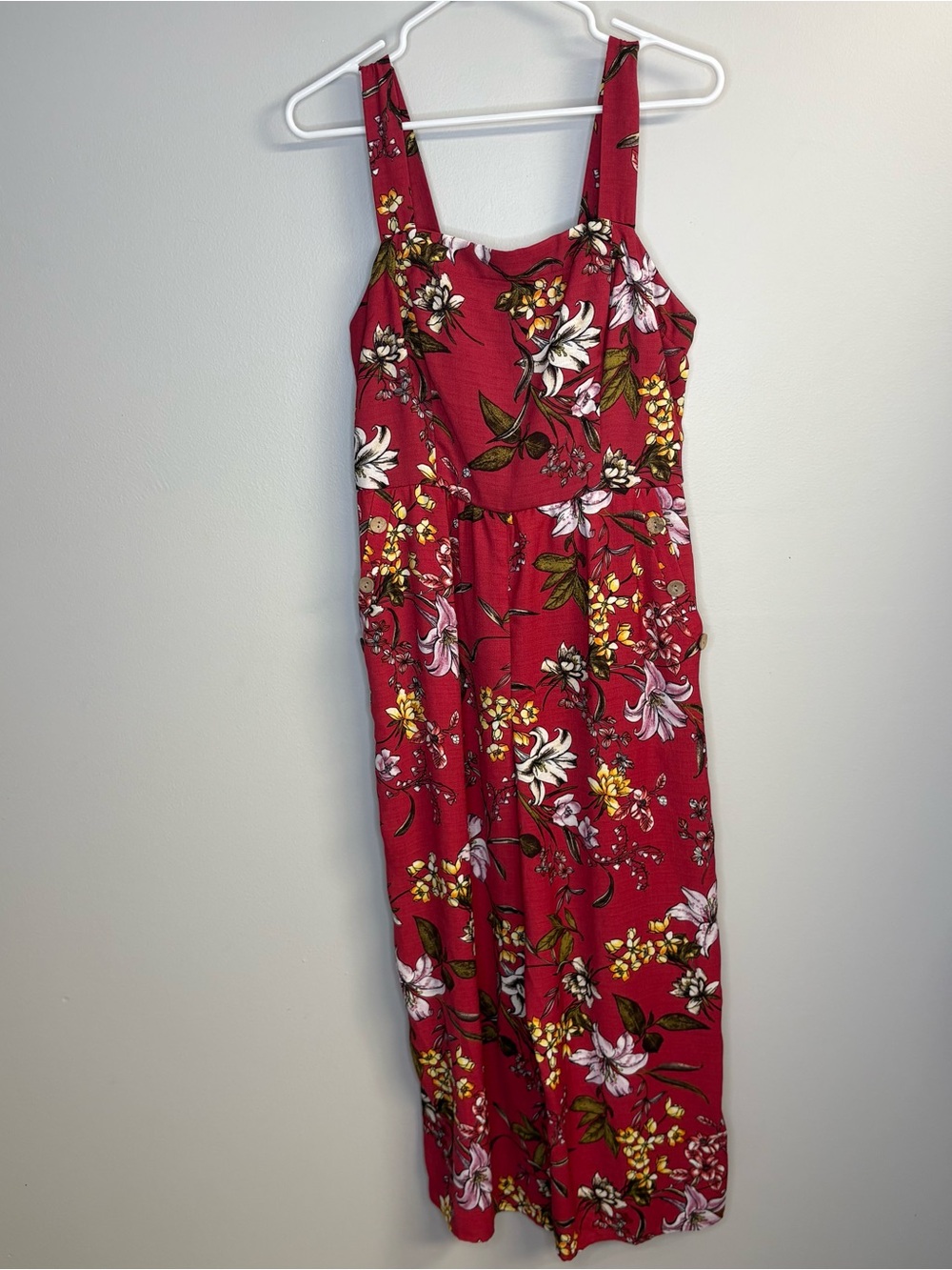 Xhilaration Red Floral Romper with Wide Straps